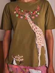 Green Giraffe 100% Cotton Short Sleeve Pyjamas - Image 6 of 7