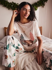 Oatmeal Bear 100% Cotton Short Sleeve Pyjamas - Image 1 of 10