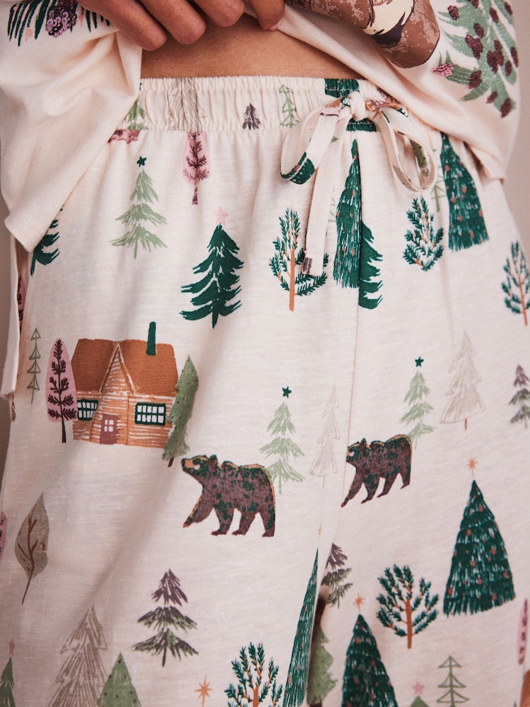 Oatmeal Bear 100% Cotton Short Sleeve Pyjamas - Image 10 of 10