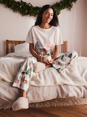 Oatmeal Bear 100% Cotton Short Sleeve Pyjamas - Image 3 of 10