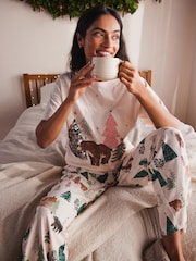 Oatmeal Bear 100% Cotton Short Sleeve Pyjamas - Image 4 of 10