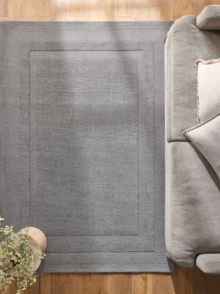 Charcoal Grey Vienna Border Rug - Image 1 of 5