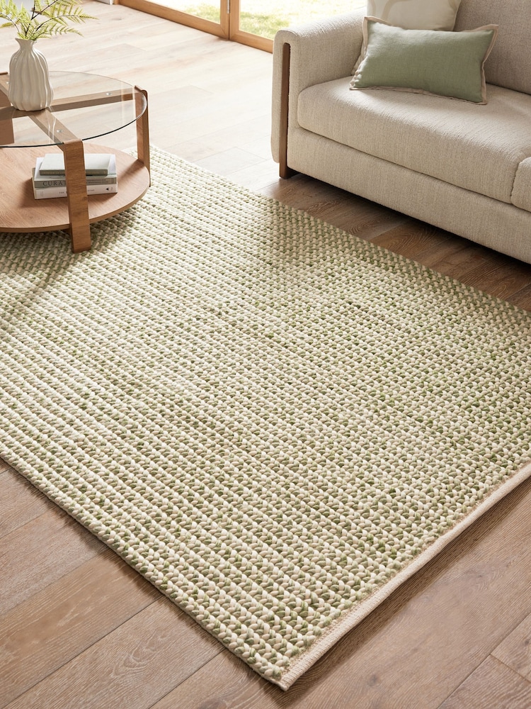 Sage Green Knit Effect Rug - Image 1 of 5
