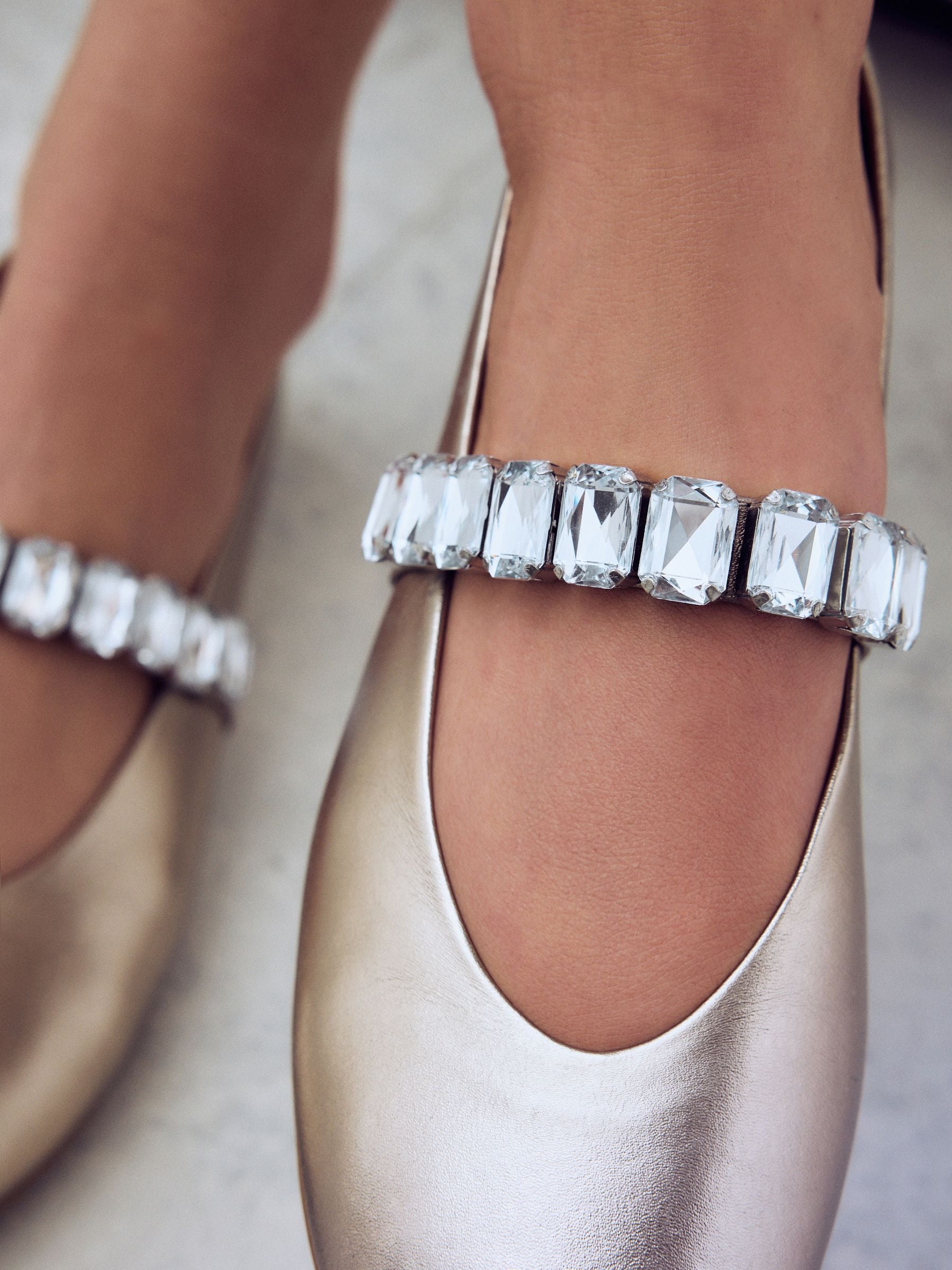 Buy Gold Signature Leather Jewel Strap Mary Jane Shoes from