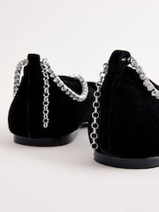 Black Forever Comfort® Jewel Ankle Strap Square Toe Ballet Shoes - Image 10 of 13