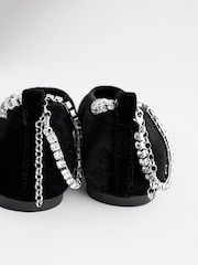 Black Forever Comfort® Jewel Ankle Strap Square Toe Ballet Shoes - Image 11 of 13
