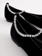 Black Forever Comfort® Jewel Ankle Strap Square Toe Ballet Shoes - Image 12 of 13
