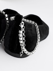 Black Forever Comfort® Jewel Ankle Strap Square Toe Ballet Shoes - Image 13 of 13