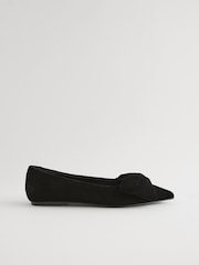 Žamet v črni barvi - Koničaste balerinke s pentljo Forever Comfort® - Slika 6 iz 10