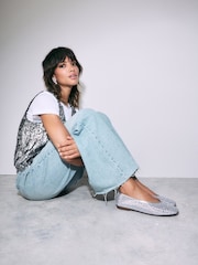 Silver Forever Comfort® Round Toe Mesh Jewel Ballerinas Shoes - Image 3 of 9