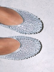 Silver Forever Comfort® Round Toe Mesh Jewel Ballerinas Shoes - Image 5 of 9