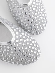 Silver Forever Comfort® Round Toe Mesh Jewel Ballerinas Shoes - Image 8 of 9