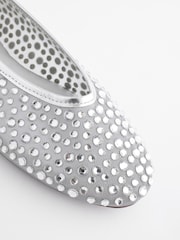 Silver Forever Comfort® Round Toe Mesh Jewel Ballerinas Shoes - Image 9 of 9