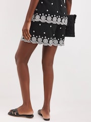 JD Williams Black Broderie Hem Shorts - Image 2 of 4