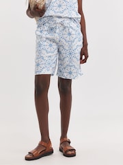 JD Williams Blue Linen Mix Knee Length Shorts - Image 3 of 4