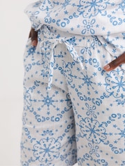 JD Williams Blue Linen Mix Knee Length Shorts - Image 4 of 4