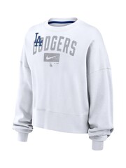 Fanatics Womens MLB Los Angeles Dodgers Crewneck White Fleece - Image 2 of 3