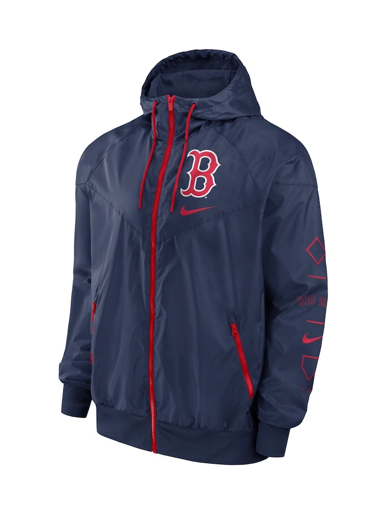 Fanatics Blue MLB Boston Red Sox Team Runner Windrunner Jacket - Image 2 of 3 Fanatics Blue MLB Boston Red Sox Team Runner Windrunner Jacket - Image 2 of 3