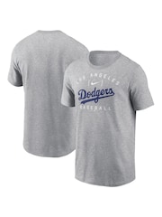 Fanatics Grey 100% Cotton MLB Los Angeles Dodgers Home Team Athletic Arch T-Shirt - Image 1 of 3