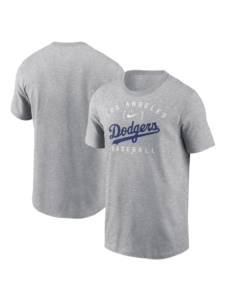 Fanatics Grey 100% Cotton MLB Los Angeles Dodgers Home Team Athletic Arch T-Shirt - Image 1 of 3