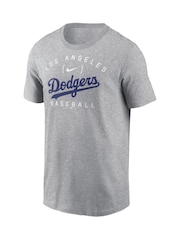 Fanatics Grey 100% Cotton MLB Los Angeles Dodgers Home Team Athletic Arch T-Shirt - Image 2 of 3
