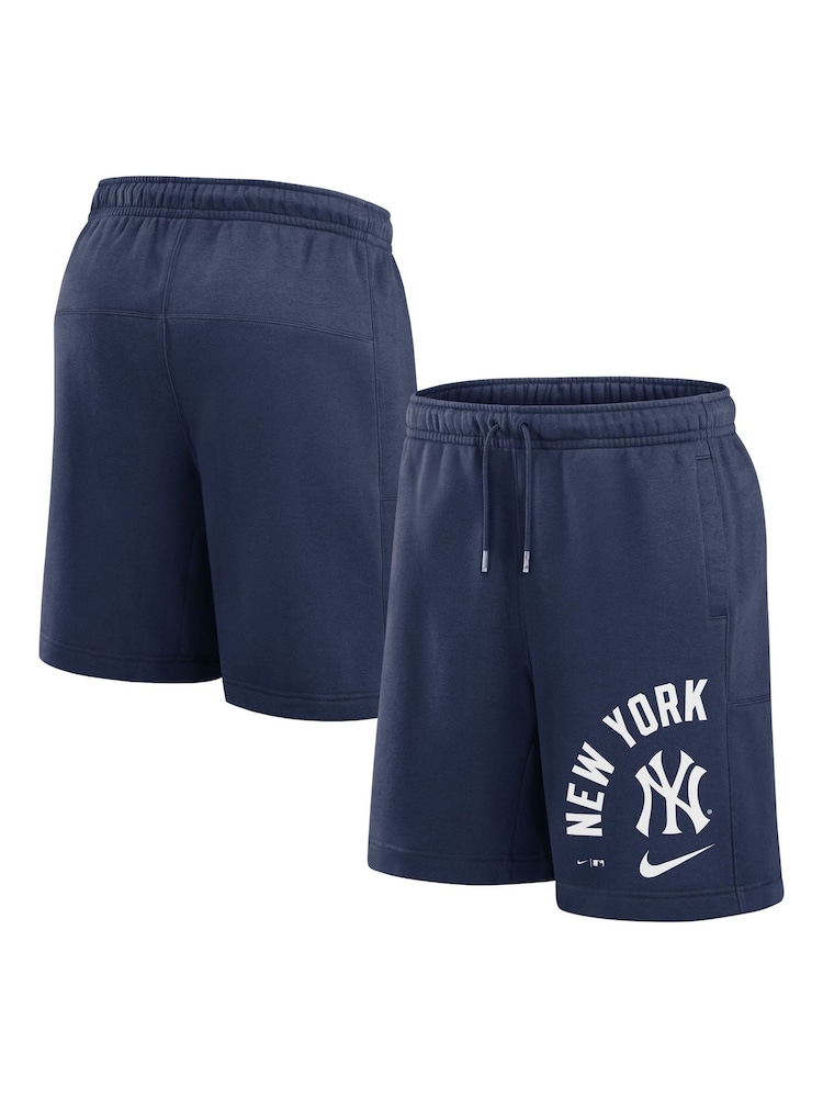 Fanatics Blue MLB New York Yankees Arched Kicker Fleece Shorts - Image 1 of 3