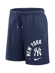 Fanatics Blue MLB New York Yankees Arched Kicker Fleece Shorts - Image 2 of 3