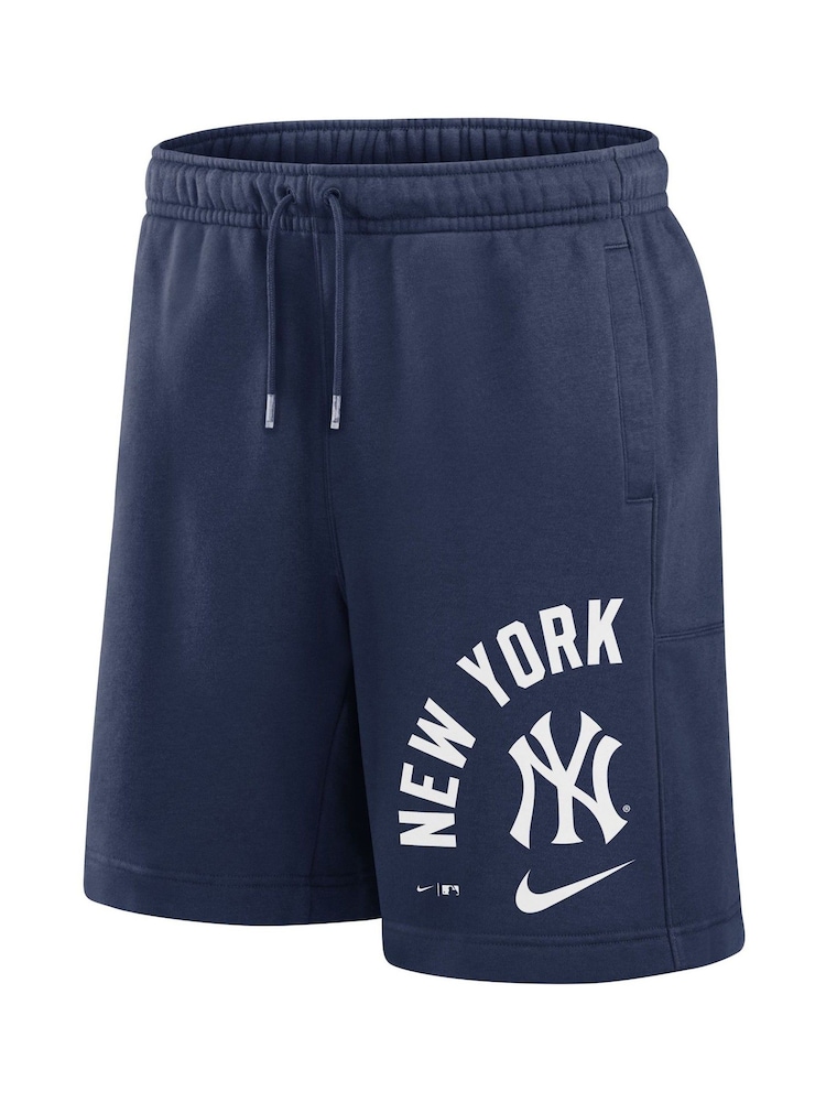 Fanatics Blue MLB New York Yankees Arched Kicker Fleece Shorts - Image 2 of 3