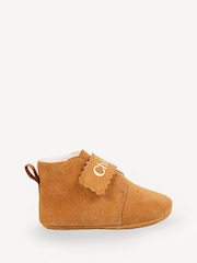 Chloé Baby Suede Brown Slippers With Shearling Lining - Image 1 of 6