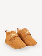 Chloé Baby Suede Brown Slippers With Shearling Lining - Image 3 of 6