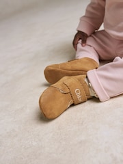 Chloé Baby Suede Brown Slippers With Shearling Lining - Image 6 of 6