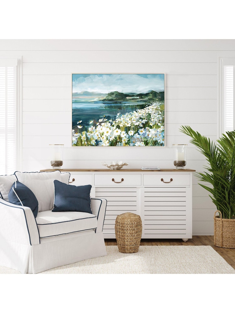 Art Marketing Grey Wild Daisy Bay Canvas Wall Art - Image 1 of 3