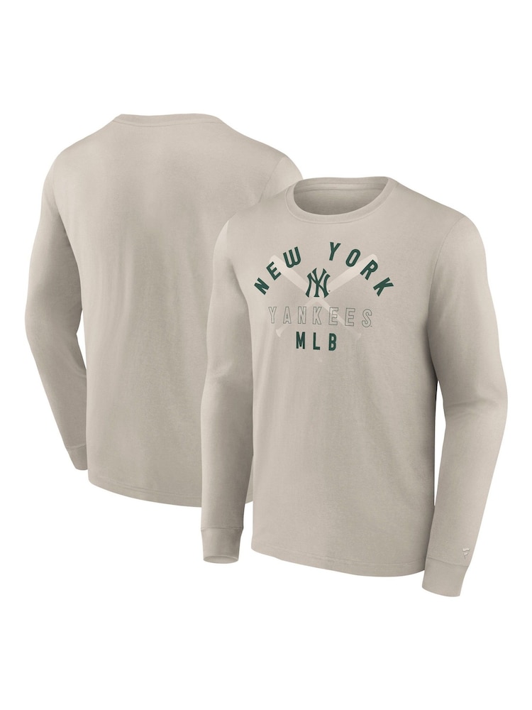 Fanatics 100% Cotton MLB New York Yankees Clubhouse Rebel Long Sleeve Crew Brown T-Shirt - Image 1 of 3