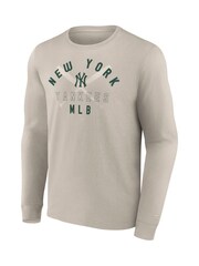 Fanatics 100% Cotton MLB New York Yankees Clubhouse Rebel Long Sleeve Crew Brown T-Shirt - Image 2 of 3