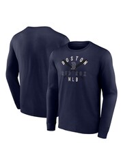 Fanatics Blue MLB Boston Red Sox Clubhouse Rebel Long Sleeve Crew 100% Cotton T-Shirt - Image 1 of 3