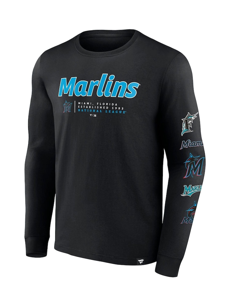 Fanatics MLB Miami Marlins Fundamental Long Sleeve Black T-Shirt - Image 3 of 3