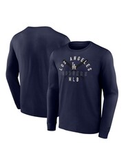 Fanatics Blue 100% Cotton MLB Los Angeles Dodgers Clubhouse Rebel Long Sleeve Crew T-Shirt - Image 1 of 3