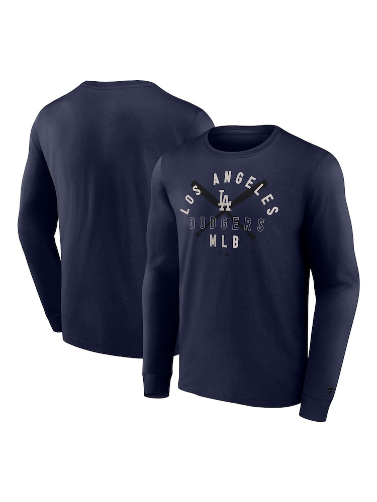 Fanatics Blue 100% Cotton MLB Los Angeles Dodgers Clubhouse Rebel Long Sleeve Crew T-Shirt - Image 1 of 3