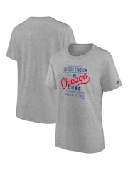Fanatics Womens Grey 100% Cotton NBA Chicago Cubs Iconic Wrigley Field to London Stadium Graphic T-Shirt - Image 1 of 3