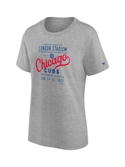 Fanatics Womens Grey 100% Cotton NBA Chicago Cubs Iconic Wrigley Field to London Stadium Graphic T-Shirt - Image 3 of 3