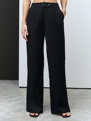 Noir - Pantalon Stay Smart ample en lin riche - Image 3 of 8