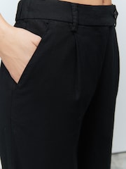 Noir - Pantalon Stay Smart ample en lin riche - Image 5 of 8
