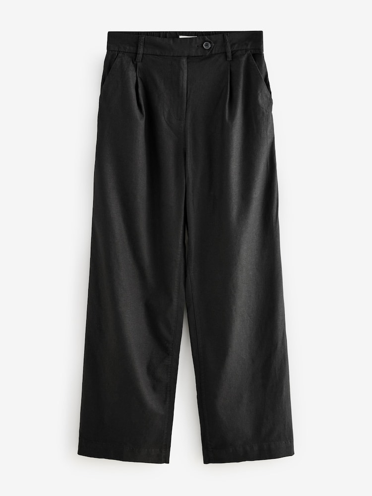 Noir - Pantalon Stay Smart ample en lin riche - Image 6 of 8