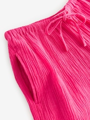 Rose vif - Pantalon large texturé à jambe large coordonné avec lin - Image 6 de 7