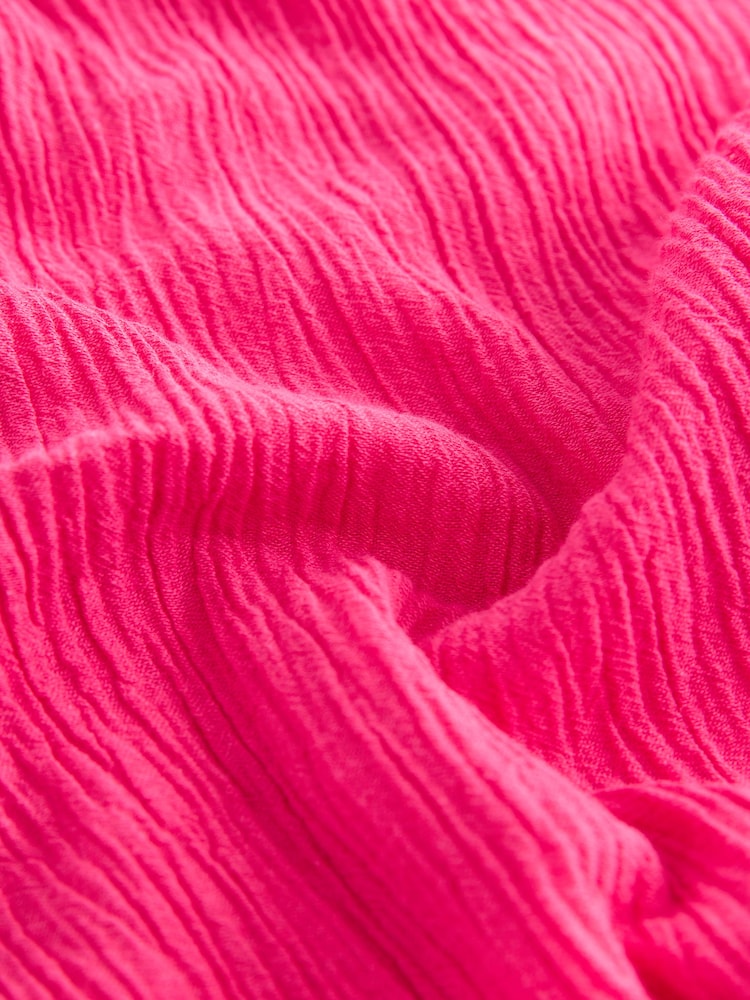 Rose vif - Pantalon large texturé à jambe large coordonné avec lin - Image 7 of 7