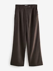 Marron chocolat - Pantalons riches en lin ample Stay Smart - Image 1 of 8