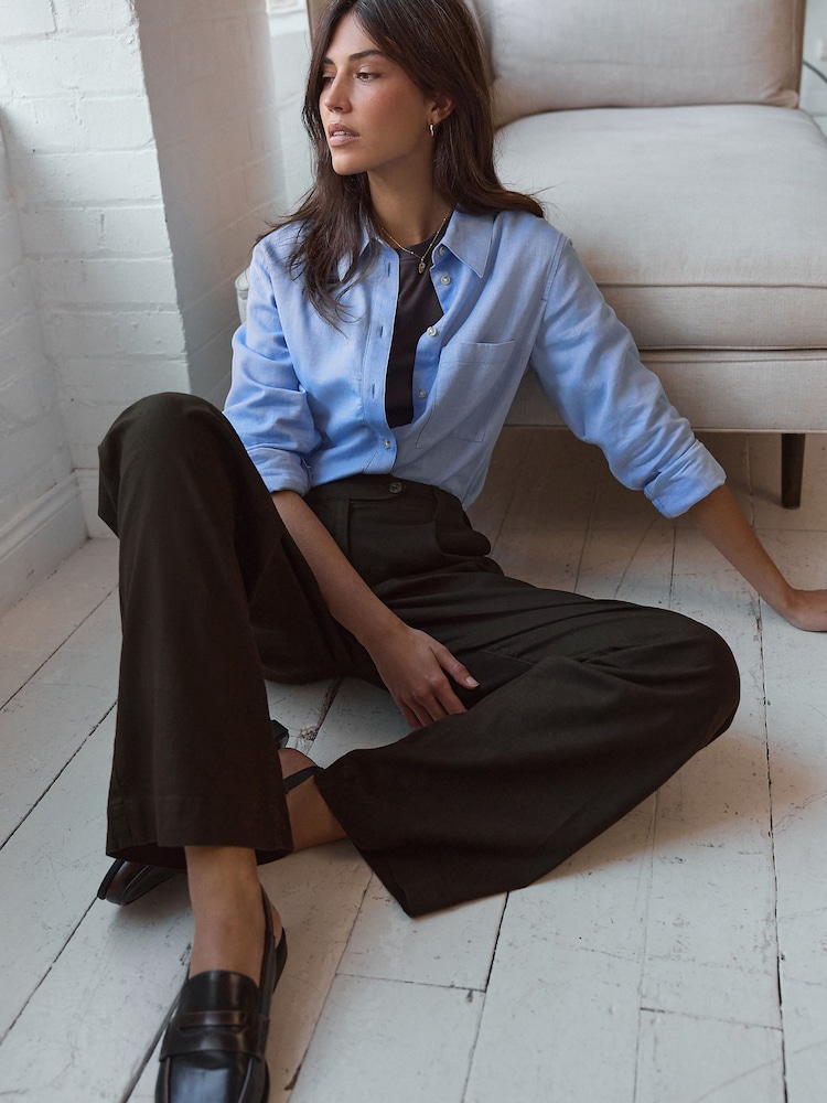 Marron chocolat - Pantalons riches en lin ample Stay Smart - Image 4 of 8