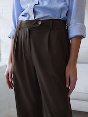 Marron chocolat - Pantalons riches en lin ample Stay Smart - Image 7 of 8