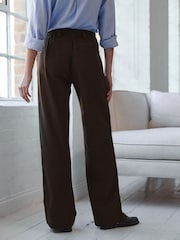 Marron chocolat - Pantalons riches en lin ample Stay Smart - Image 8 of 8