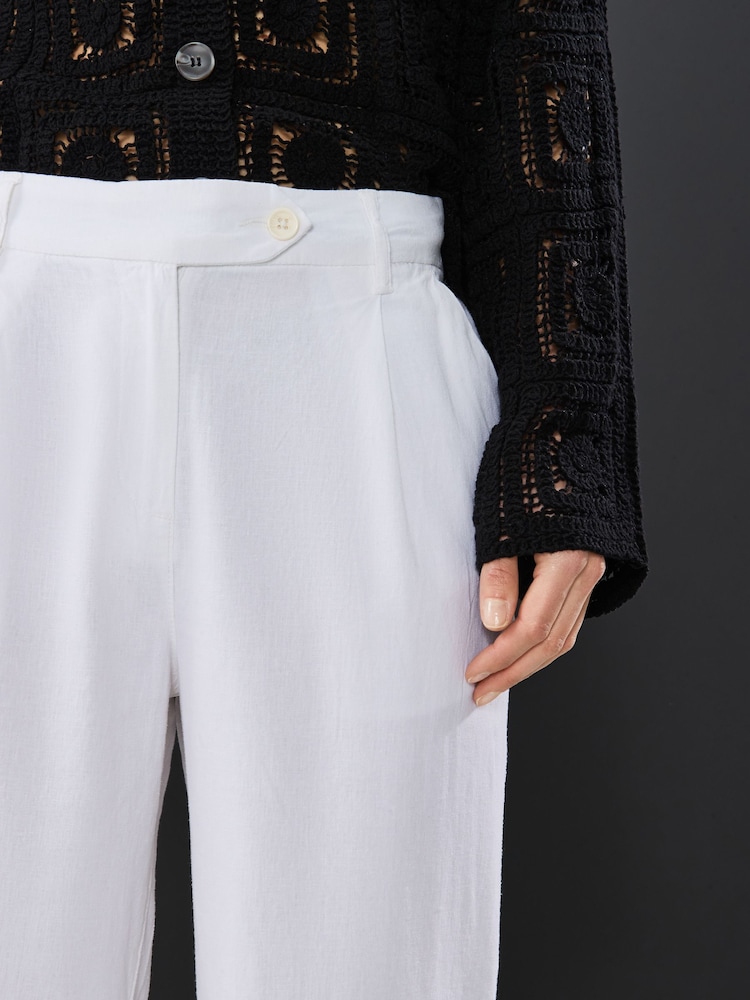 Blanc - Pantalon Stay Smart ample en lin riche - Image 4 de 4